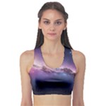 Cosmic Dreamscape Print (ai) Black Backgrond Fitness Sports Bra