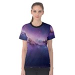 Cosmic Dreamscape Print (ai) Black Backgrond Women s Cotton T-Shirt