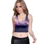 Cosmic Dreamscape Print (ai) Black Backgrond Racer Back Crop Top