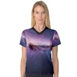 Cosmic Dreamscape Print (ai) Black Backgrond V-Neck Sport Mesh T-Shirt