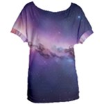 Cosmic Dreamscape Print (ai) Black Backgrond Women s Oversized T-Shirt