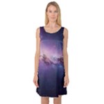 Cosmic Dreamscape Print (ai) Black Backgrond Sleeveless Satin Nightdress