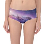 Cosmic Dreamscape Print (ai) Black Backgrond Mid-Waist Bikini Bottoms