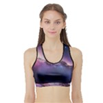 Cosmic Dreamscape Print (ai) Black Backgrond Sports Bra with Border