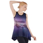 Cosmic Dreamscape Print (ai) Black Backgrond Side Drop Tank Tunic