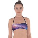 Cosmic Dreamscape Print (ai) Black Backgrond Tie Back Bikini Top