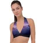 Cosmic Dreamscape Print (ai) Black Backgrond Halter Plunge Bikini Top