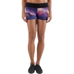 Cosmic Dreamscape Print (ai) Black Backgrond Yoga Shorts