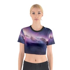 Cosmic Dreamscape Print (ai) Black Backgrond Cotton Crop Top from ArtsNow.com