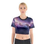 Cosmic Dreamscape Print (ai) Black Backgrond Cotton Crop Top