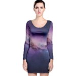 Cosmic Dreamscape Print (ai) Black Backgrond Long Sleeve Velvet Bodycon Dress