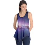 Cosmic Dreamscape Print (ai) Black Backgrond Sleeveless Tunic