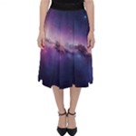 Cosmic Dreamscape Print (ai) Black Backgrond Classic Midi Skirt