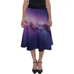 Cosmic Dreamscape Print (ai) Black Backgrond Perfect Length Midi Skirt