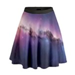 Cosmic Dreamscape Print (ai) Black Backgrond High Waist Skirt