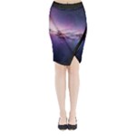 Cosmic Dreamscape Print (ai) Black Backgrond Midi Wrap Pencil Skirt