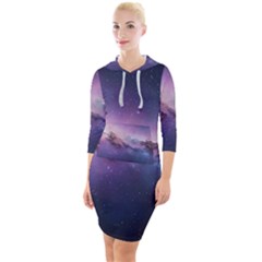 Quarter Sleeve Hood Bodycon Dress 