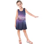 Cosmic Dreamscape Print (ai) Black Backgrond Kids  Sleeveless Dress