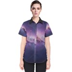 Cosmic Dreamscape Print (ai) Black Backgrond Women s Short Sleeve Shirt