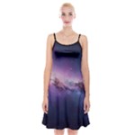 Cosmic Dreamscape Print (ai) Black Backgrond Spaghetti Strap Velvet Dress