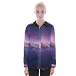 Cosmic Dreamscape Print (ai) Black Backgrond Womens Long Sleeve Shirt