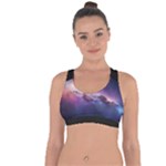 Cosmic Dreamscape Print (ai) Black Backgrond Cross String Back Sports Bra