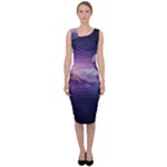 Cosmic Dreamscape Print (ai) Black Backgrond Sleeveless Pencil Dress