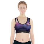 Cosmic Dreamscape Print (ai) Black Backgrond Sports Bra With Pocket