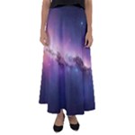 Cosmic Dreamscape Print (ai) Black Backgrond Flared Maxi Skirt