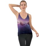 Cosmic Dreamscape Print (ai) Black Backgrond Chiffon Cami