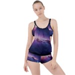 Cosmic Dreamscape Print (ai) Black Backgrond Boyleg Tankini Set 