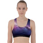 Cosmic Dreamscape Print (ai) Black Backgrond Back Weave Sports Bra