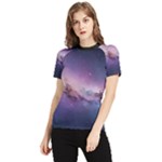 Cosmic Dreamscape Print (ai) Black Backgrond Women s Short Sleeve Rash Guard