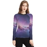 Cosmic Dreamscape Print (ai) Black Backgrond Women s Long Sleeve Rash Guard