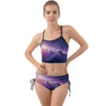 Cosmic Dreamscape Print (ai) Black Backgrond Mini Tank Bikini Set