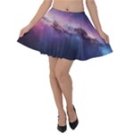 Cosmic Dreamscape Print (ai) Black Backgrond Velvet Skater Skirt