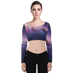 Velvet Long Sleeve Crop Top 