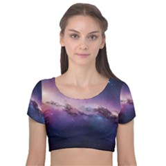 Velvet Short Sleeve Crop Top  