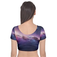 Velvet Short Sleeve Crop Top  