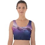 Cosmic Dreamscape Print (ai) Black Backgrond Velvet Crop Top