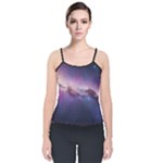 Cosmic Dreamscape Print (ai) Black Backgrond Velvet Spaghetti Strap Top