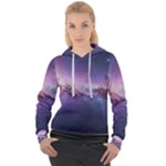 Cosmic Dreamscape Print (ai) Black Backgrond Women s Overhead Hoodie