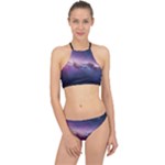 Cosmic Dreamscape Print (ai) Black Backgrond Halter Bikini Set