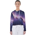 Cosmic Dreamscape Print (ai) Black Backgrond Women s Slouchy Sweat