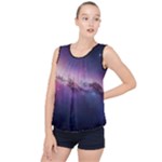 Cosmic Dreamscape Print (ai) Black Backgrond Bubble Hem Chiffon Tank Top