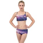 Cosmic Dreamscape Print (ai) Black Backgrond Layered Top Bikini Set