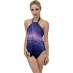 Cosmic Dreamscape Print (ai) Black Backgrond Go with the Flow One Piece Swimsuit