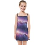 Cosmic Dreamscape Print (ai) Black Backgrond Kids  Summer Sun Dress