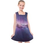 Cosmic Dreamscape Print (ai) Black Backgrond Kids  Cross Back Dress