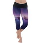 Cosmic Dreamscape Print (ai) Black Backgrond Lightweight Velour Capri Yoga Leggings